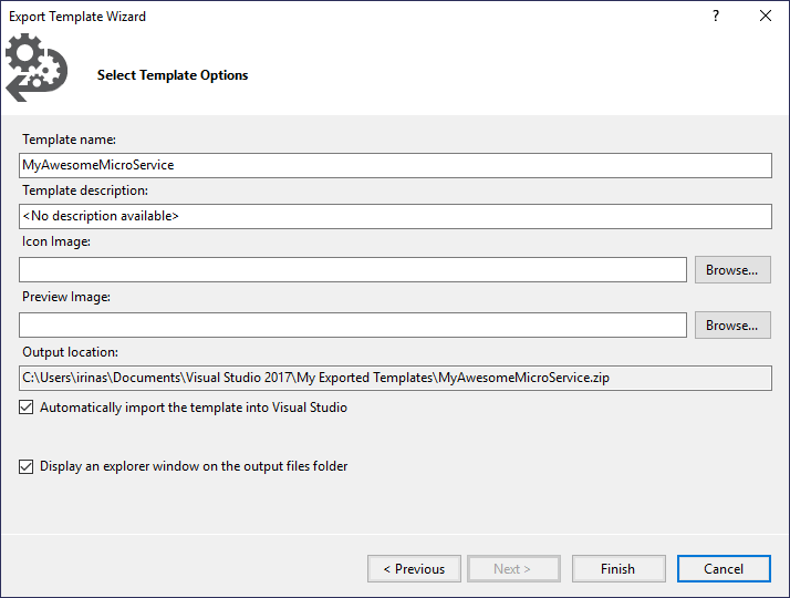 Select Template Options